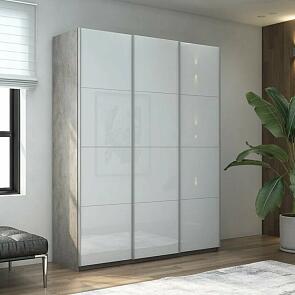 Шкаф Прайм 3 TM_L-180 Бетон Стекло белое 1800*2300*570