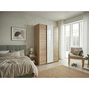 Шкаф Прайм 3 TM_L-180 Дуб сонома ЛДСП Стекло белое ЛДСП  1800*2300*570