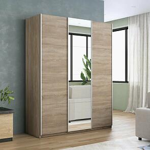 Шкаф Прайм 3 TM_L-180 Дуб Сонома ЛДСП Зеркало ЛДСП 1800*2300*570