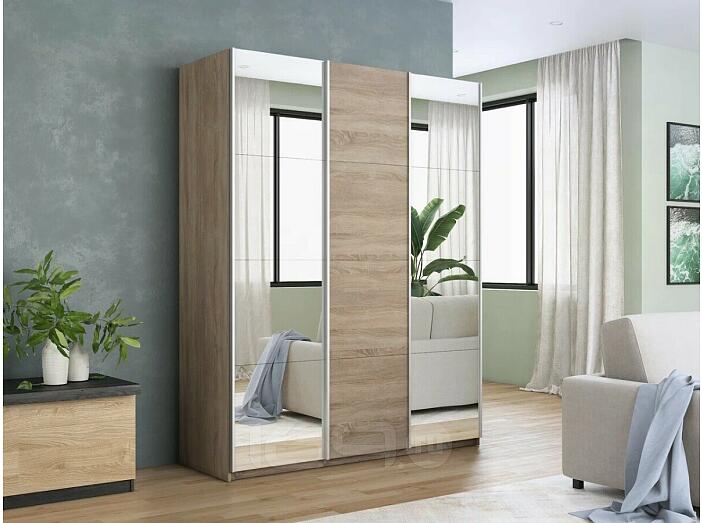 Шкаф Прайм 3 TM_L-180 Дуб Сонома Зеркало ЛДСП Зеркало 1800*2300*570