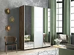 Шкаф Прайм 3 TM_L-180 Крафт табачный Зеркало Стекло белое Зеркало 1800*2300*570