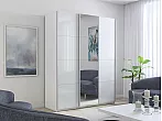 Шкаф Прайм 3 TM_L-210 Белый снег Стекло белое Зеркало Стекло белое 2100*2300*570