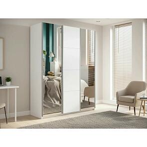 Шкаф Прайм 3 TM_L-210 Белый снег Зеркало Стекло белое Зеркало 2100*2300*570