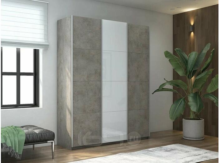 Шкаф Прайм 3 TM_L-210 Бетон ЛДСП Зеркало ЛДСП 2100*2300*570