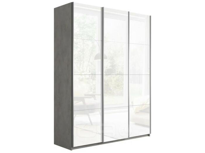Шкаф Прайм 3 TM_L-210 Бетон Стекло белое 2100*2300*570