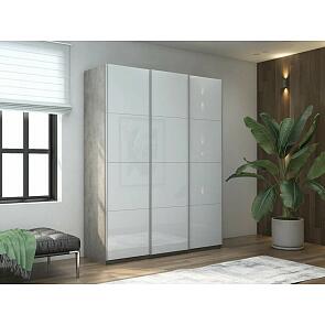 Шкаф Прайм 3 TM_L-210 Бетон Стекло белое 2100*2300*570