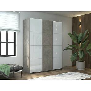 Шкаф Прайм 3 TM_L-210 Бетон Стекло белое ЛДСП Стекло белое 2100*2300*570