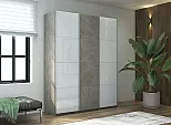 Шкаф Прайм 3 TM_L-210 Бетон Стекло белое ЛДСП Стекло белое 2100*2300*570