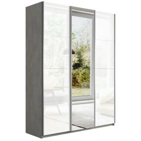Шкаф Прайм 3 TM_L-210 Бетон Стекло белое Зеркало Стекло белое 2100*2300*570