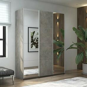 Шкаф Прайм 3 TM_L-210 Бетон Зеркало ЛДСП Зеркало 2100*2300*570