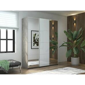 Шкаф Прайм 3 TM_L-210 Бетон Зеркало Стекло белое Зеркало 2100*2300*570