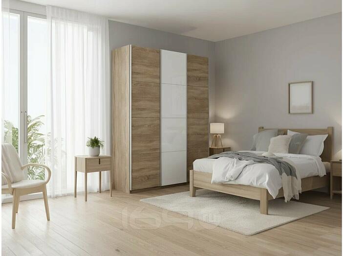 Шкаф Прайм 3 TM_L-210 Дуб сонома ЛДСП Стекло белое ЛДСП  2100*2300*570