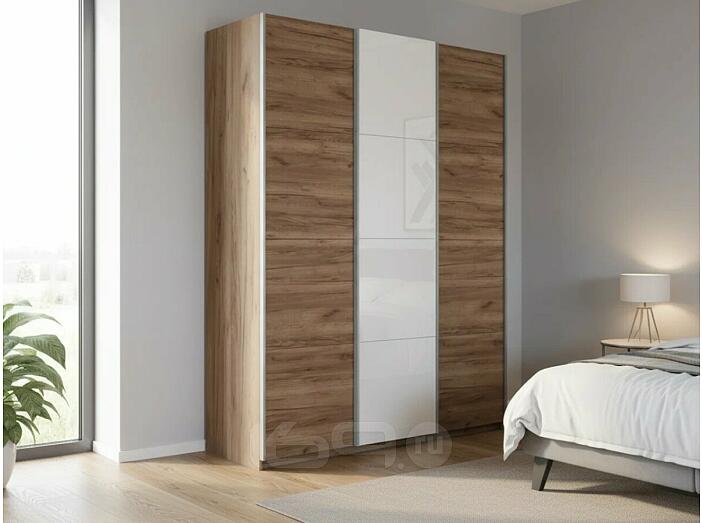 Шкаф Прайм 3 TM_L-210 Крафт табачный ЛДСП Стекло белое ЛДСП  2100*2300*570