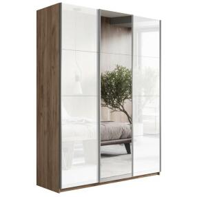 Шкаф Прайм 3 TM_L-210 Крафт табачный Стекло белое Зеркало Стекло белое 2100*2300*570