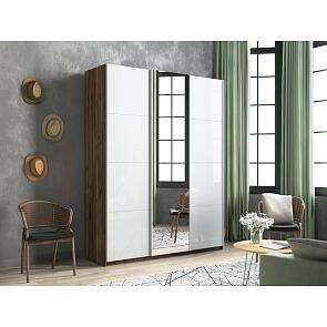 Шкаф Прайм 3 TM_L-210 Крафт табачный Стекло белое Зеркало Стекло белое 2100*2300*570