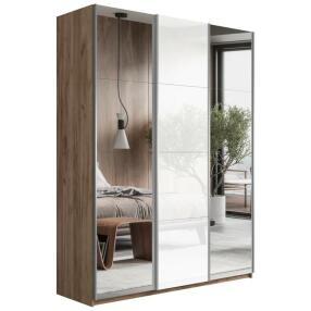 Шкаф Прайм 3 TM_L-210 Крафт Табачный Зеркало Стекло белое Зеркало 2100*2300*570