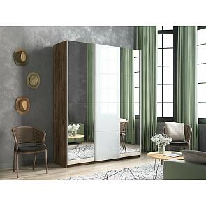 Шкаф Прайм 3 TM_L-210 Крафт Табачный Зеркало Стекло белое Зеркало 2100*2300*570