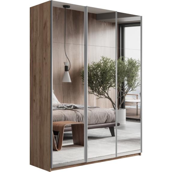 Шкаф Прайм 3 TM_L-210 Крафт Табачный Зеркало 2100*2300*570