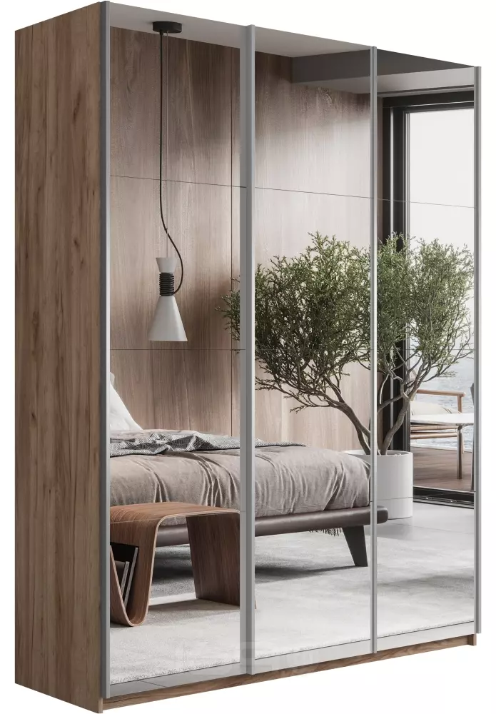 Шкаф Прайм 3 TM_L-210 Крафт Табачный Зеркало 2100*2300*570