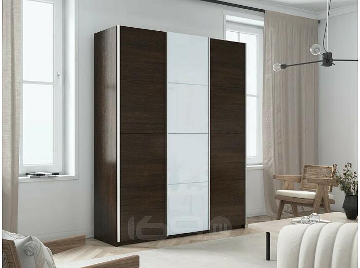 Шкаф Прайм 3 TM_L-210 Венге ЛДСП Стекло белое ЛДСП 2100*2300*570