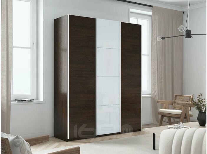 Шкаф Прайм 3 TM_L-210 Венге ЛДСП Стекло белое ЛДСП  2100*2300*570