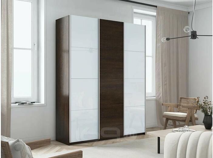 Шкаф Прайм 3 TM_L-210 Венге Стекло белое ЛДСП Стекло белое 2100*2300*570