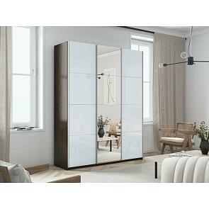 Шкаф Прайм 3 TM_L-210 Венге Стекло белое Зеркало Стекло белое 2100*2300*570