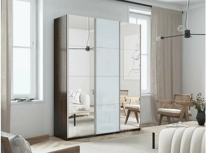 Шкаф Прайм 3 TM_L-210 Венге Зеркало Стекло белое Зеркало 2100*2300*570