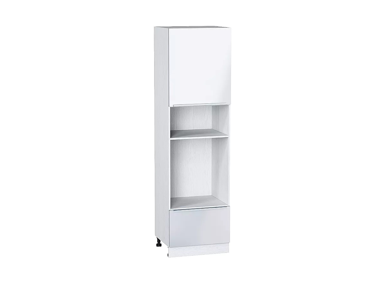 Шкаф пенал под бытовую технику с 1-ой дверцей и ящиком Фьюжн ШП 606М (для верхних шкафов высотой 720) Angel-Белый