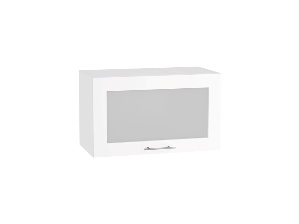 Шкаф верхний горизонтальный остекленный Валерия-М ВГ 600 Белый глянец-Белый