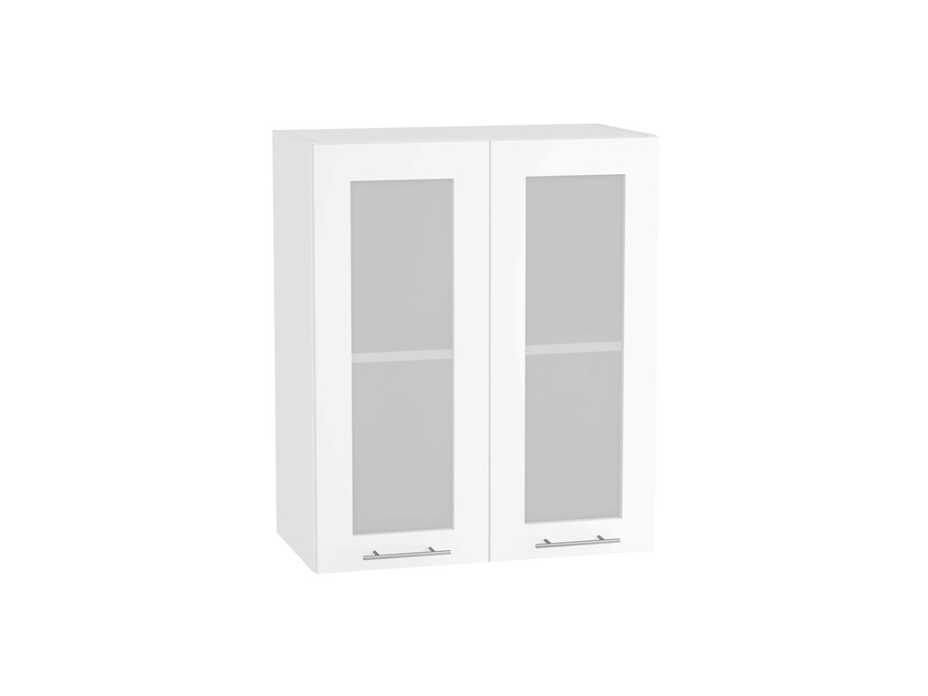 Шкаф верхний с 2-мя остекленными дверцами Валерия-М В 600 Белый глянец-Белый