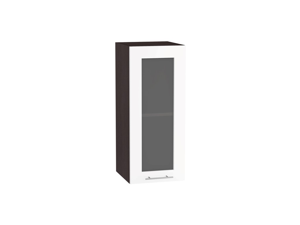 Шкаф верхний с 1-ой остекленной дверцей Валерия-М В 300 Белый глянец-Венге