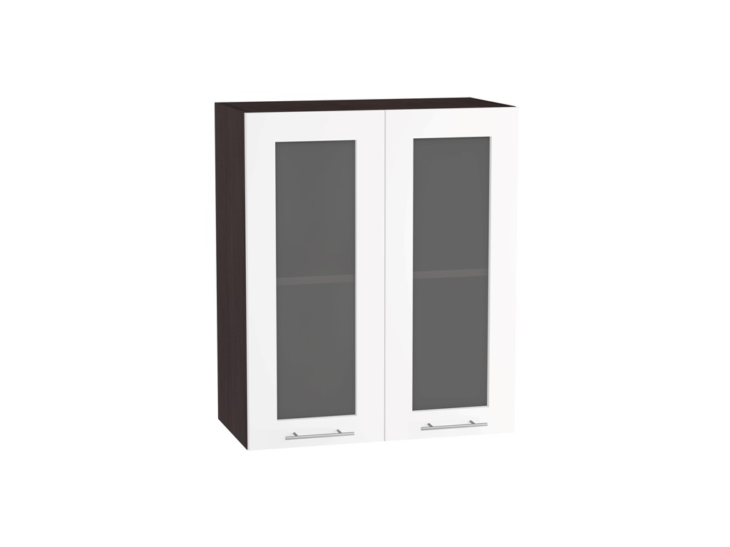 Шкаф верхний с 2-мя остекленными дверцами Валерия-М В 600 Белый глянец-Венге