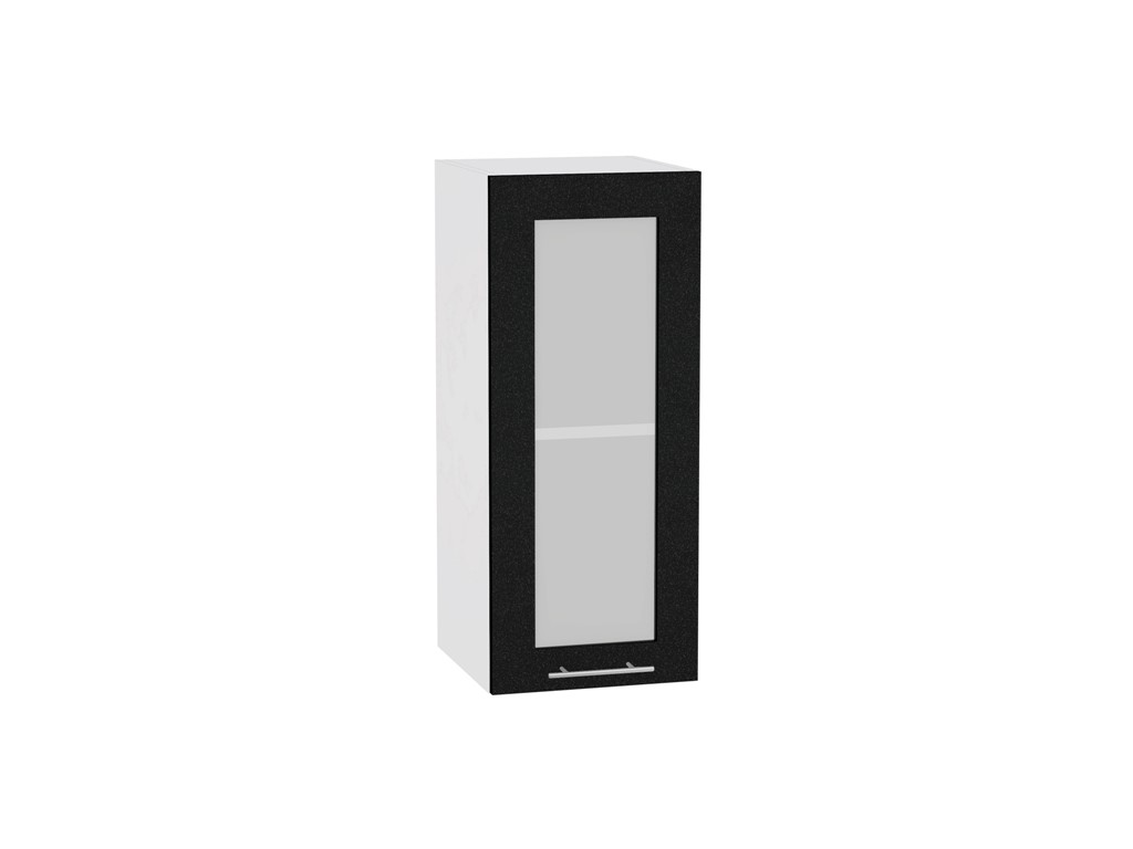 Шкаф верхний с 1-ой остекленной дверцей Валерия-М В 300 Черный металлик-Белый