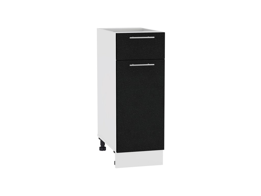 Шкаф нижний с 1-ой дверцей и ящиком Валерия-М Н 301 Черный металлик-Белый