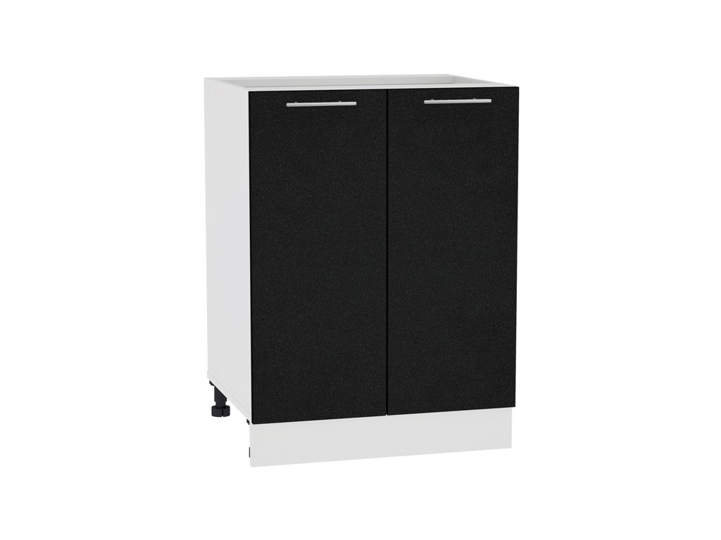 Шкаф нижний с 2-мя дверцами Валерия-М Н 600 Черный металлик-Белый