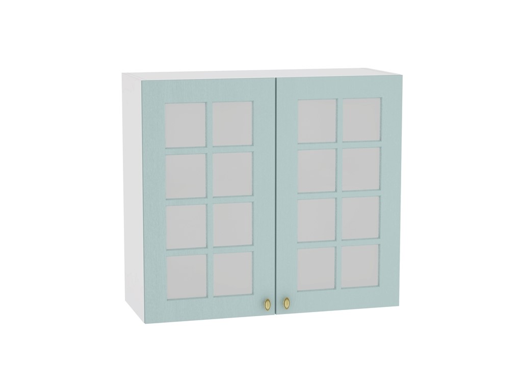 Шкаф верхний с 2-мя остекленными дверцами Прованс В 800 Голубой-Белый