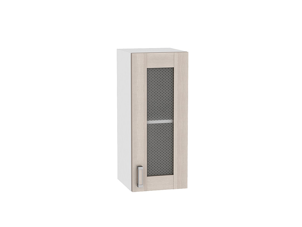Шкаф верхний с 1-ой остекленной дверцей Лофт В 309 Cappuccino Veralinga-Белый