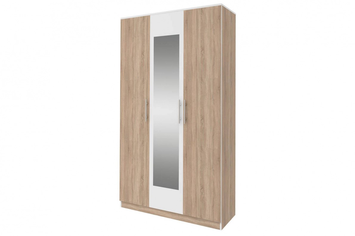 Шкаф 3-х дверный с зеркалом Оливия СТЛ.109.06 Дуб сонома/Белый