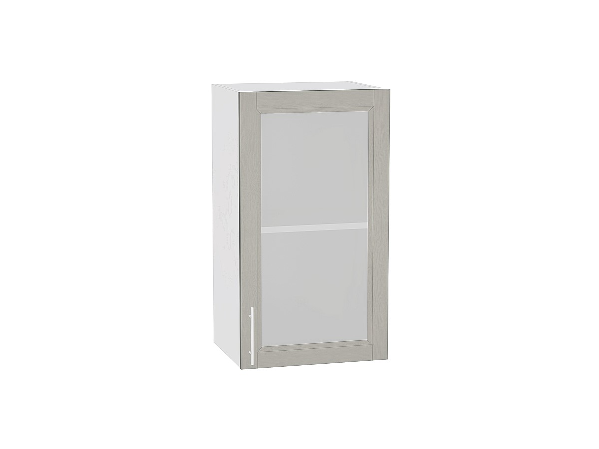 Шкаф верхний с 1-ой остекленной дверцей Сканди В 400 Grey Softwood-Белый
