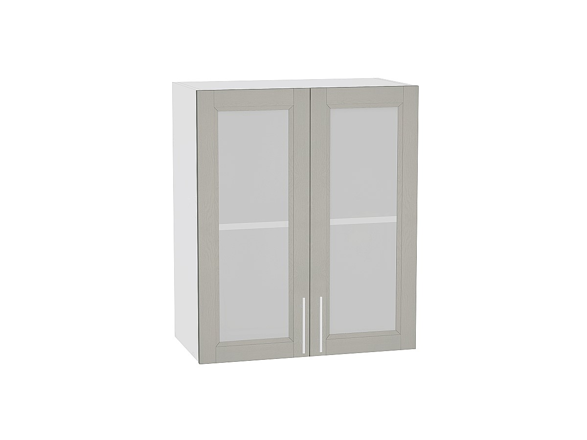 Шкаф верхний с 2-мя остекленными дверцами Сканди В 600 Grey Softwood-Белый