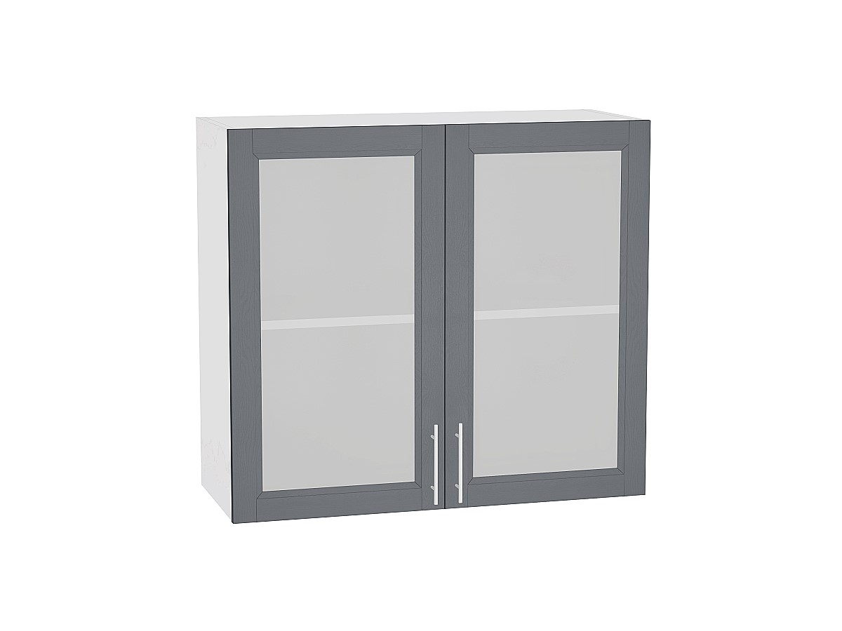 Шкаф верхний с 2-мя остекленными дверцами Сканди В 800 Graphite Softwood-Белый