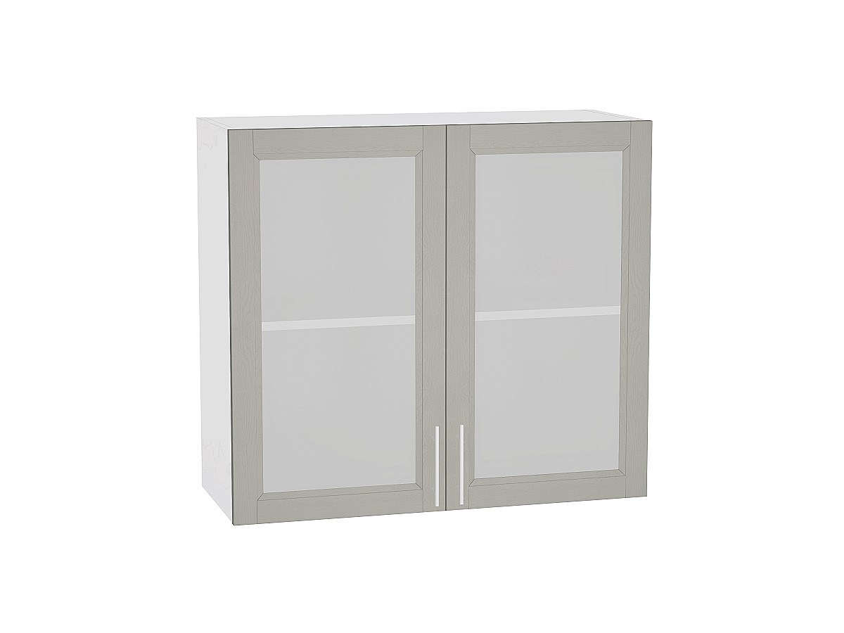 Шкаф верхний с 2-мя остекленными дверцами Сканди В 800 Grey Softwood-Белый