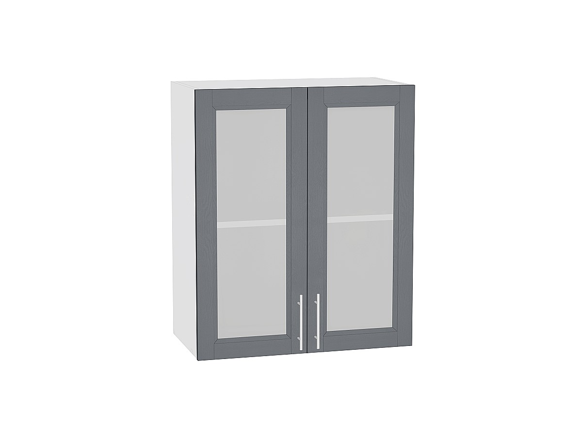 Шкаф верхний с 2-мя остекленными дверцами Сканди В 609 Graphite Softwood-Белый