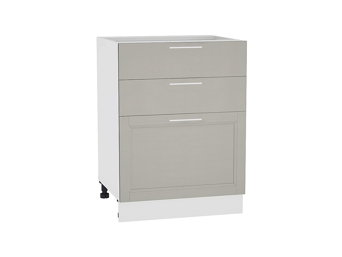Шкаф нижний с 3-мя ящиками Сканди Н 603 Grey Softwood-Белый