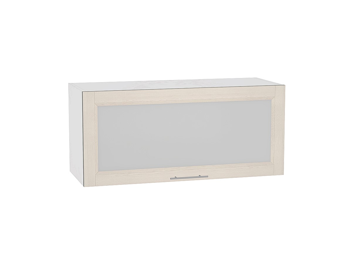 Шкаф верхний горизонтальный остекленный Сканди ВГ 800 Cappuccino Softwood-Белый