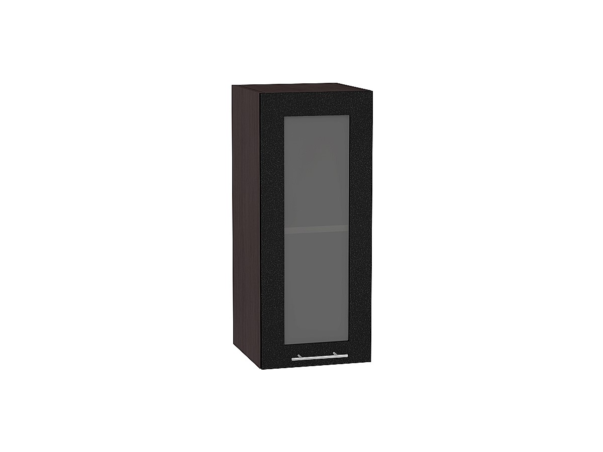 Шкаф верхний с 1-ой остекленной дверцей Валерия-М В 309 Черный металлик-Венге
