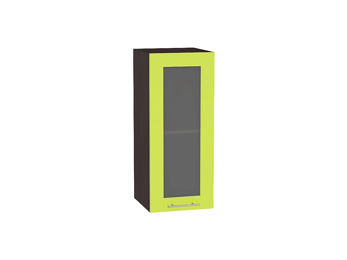 Шкаф верхний с 1-ой остекленной дверцей Валерия-М В 309 Лайм глянец-Венге