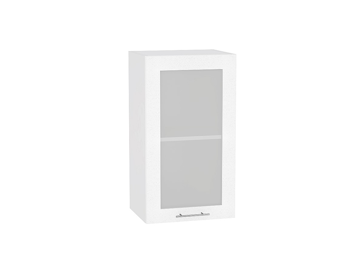 Шкаф верхний с 1-ой остекленной дверцей Валерия-М В 409 Белый металлик-Белый