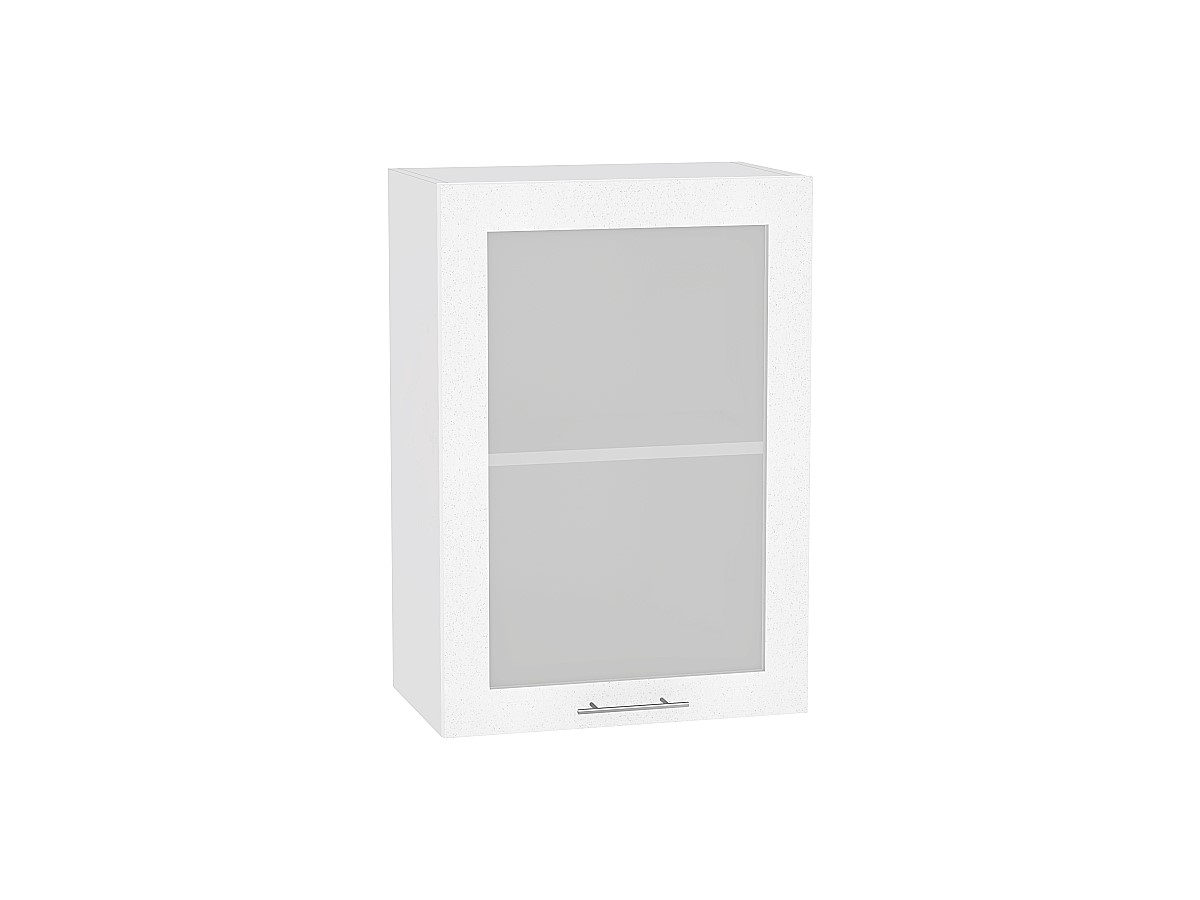Шкаф верхний с 1-ой остекленной дверцей Валерия-М В 509 Белый металлик-Белый